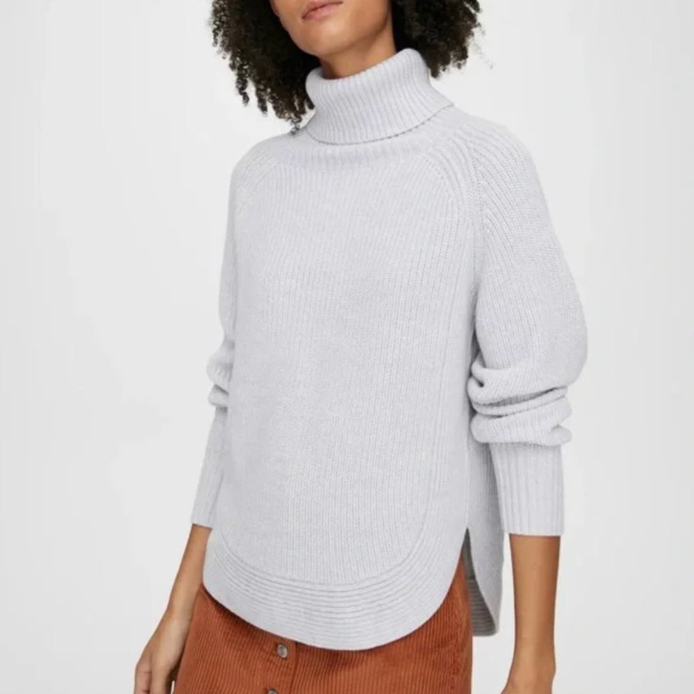 EUC Aritzia Asianna 100% Merino Turtleneck Sweater - Light Heather Gray